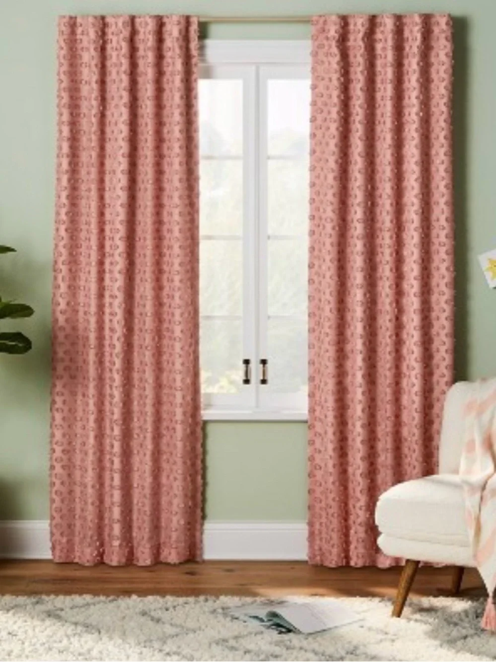 Pillowfort Rose Pink Blackout Clipped Dot Curtain Panels